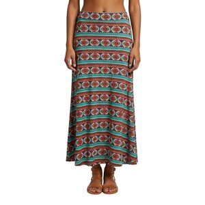 HOT Ginger Women’s Multicolor Geometric Full Length Maxi Skirt Size Medium